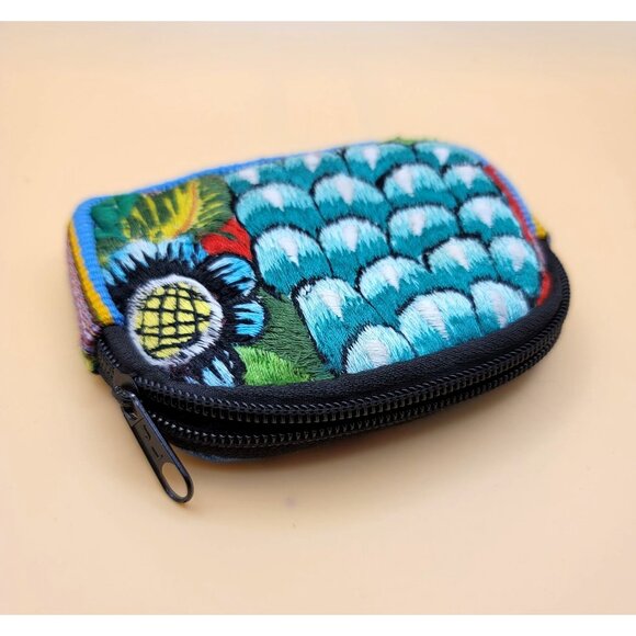 Handmade Guatamalan Embroidered Coin Pouch With Zipper sm2013 - Picture 3 of 6